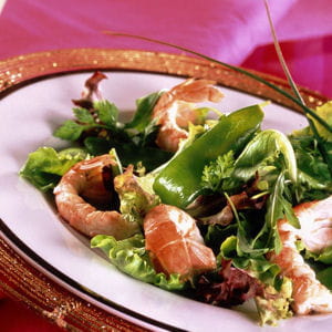 16 salade aux langoustines et poids gourmands