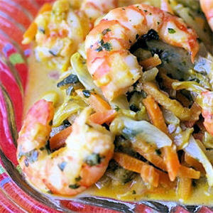 Wok d'endives aux gambas 