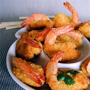 Crevettes croquantes, sauce &agrave; l'abricot