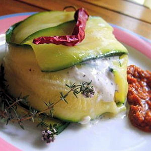 Timbale de courgette au fromage de ch&egrave;vre frais