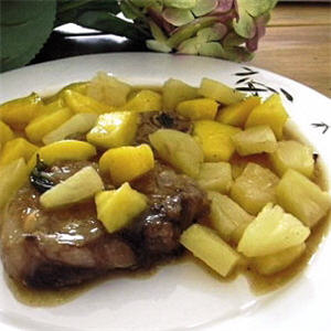 C&ocirc;tes de veau mangue-ananas