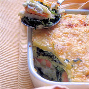 Lasagnes Saint-Jacques, crevettes, fenouil et pistache