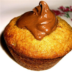  Muffins &agrave; la banane au cur de Nutella