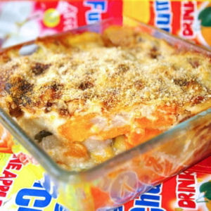 Gratin de l&eacute;gumes au bleu et aux noix