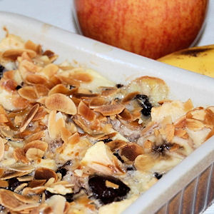Clafoutis pommes-bananes-chocolat