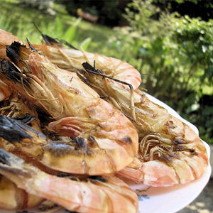 Gambas au barbecue et beurre citronné