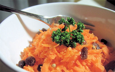 Salade de carottes aux raisins et huile d'argan