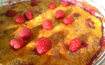 Clafoutis de framboises à la pralinoise