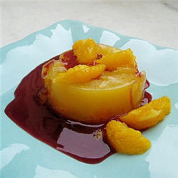 Aspics &agrave; l'orange et coulis de framboises