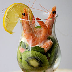 Verrine de crevettes aux kiwis