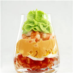Cocktail de crevettes, &eacute;cume d'avocat 