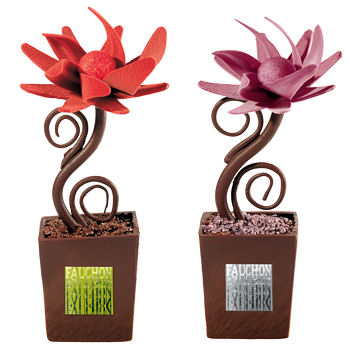 Fleurs sculptées en chocolat de Fauchon